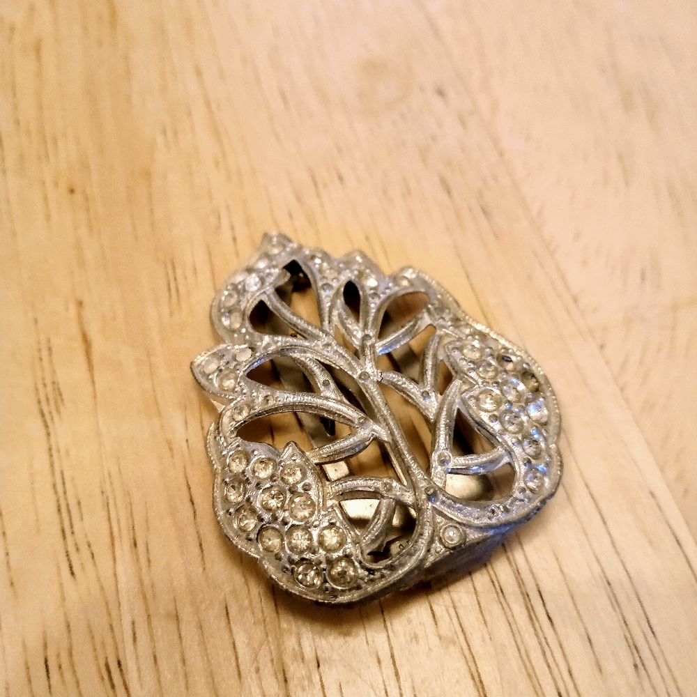 Vintage art deco large rhinestone dress clip